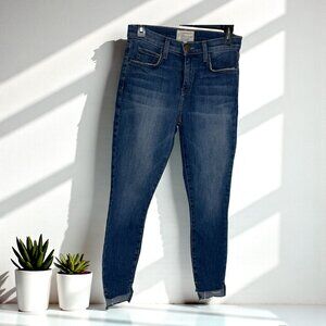 Current/Elliott High Waist Stiletto Jeans Size 26 Uneven Hem Raw Edge USA